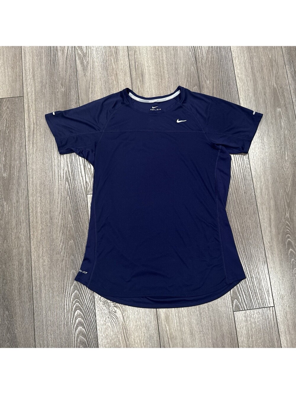 Nike Top Womens Large Blue Dri-Fit Short Sleeves Workout Gym